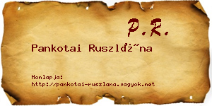 Pankotai Ruszlána névjegykártya